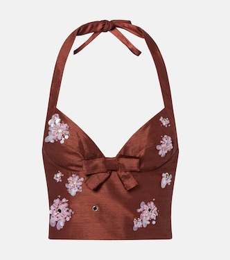 Embellished halterneck crop top | Shushu/Tong