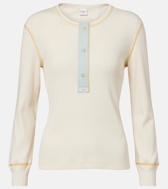 Ribbed-knit cotton jersey Henley shirt | Chloé