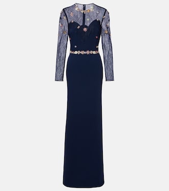 Embellished lace-trimmed gown | Costarellos