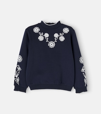 Embroidered cotton-blend jersey sweatshirt | Tartine et Chocolat