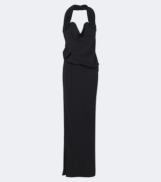Floral-appliqué wool-blend gown | Magda Butrym
