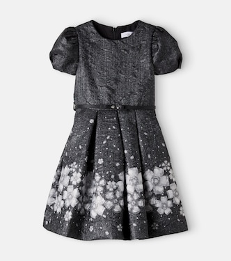 Belted floral brocade dress | Monnalisa