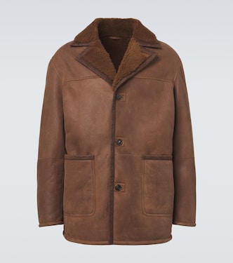 Shearling-trimmed leather jacket | Etro