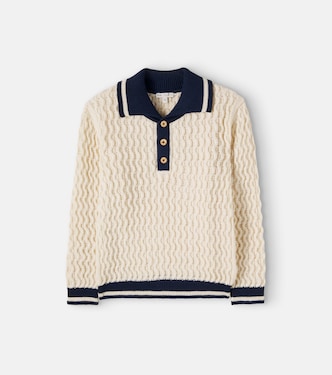 Noa cable-knit cotton and wool polo sweater | Bebe Organic