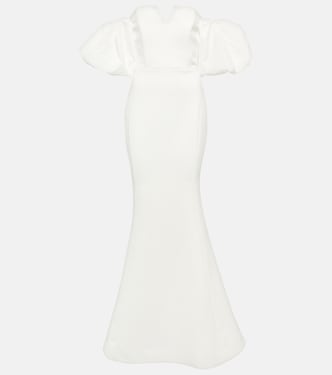 Robe de mariée Genevieve à encolure bardot en crêpe | Rebecca Vallance