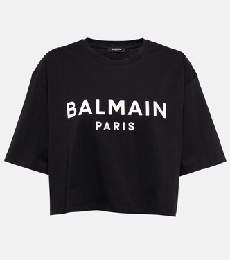 Logo cotton jersey cropped T-shirt | Balmain