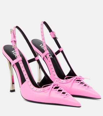 Laced leather slingback pumps | Versace