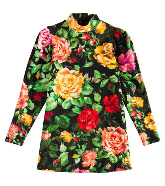 Robe en coton mélangé à fleurs | Dolce&Gabbana Kids