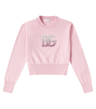 Logo embellished cotton sweater | Dolce&Gabbana Kids
