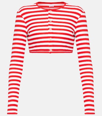 Striped cropped terry cardigan | Jade Swim