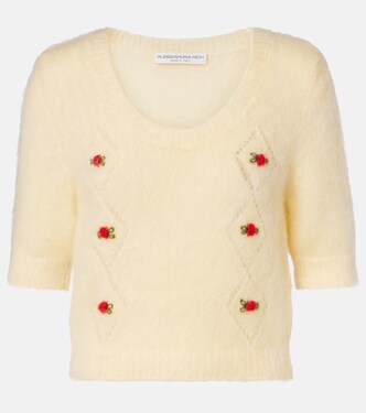 Pull brodé en mohair mélangé | Alessandra Rich