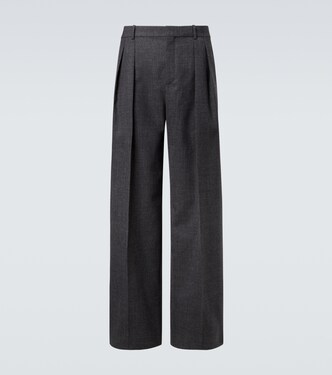 Low-rise wool chiné wide-leg pants | Saint Laurent