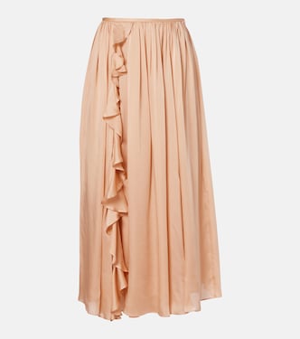 Zena ruffled silk chiffon midi skirt | Ulla Johnson