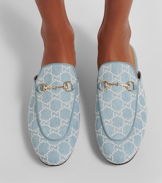 Princetown GG embellished mules in blue - Gucci | Mytheresa