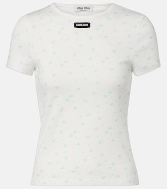 Floral cotton jersey T-shirt | Miu Miu
