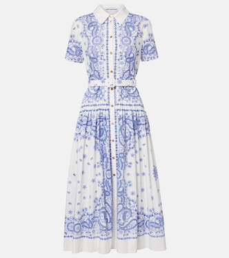 Embroidered paisley cotton midi dress | Self-Portrait