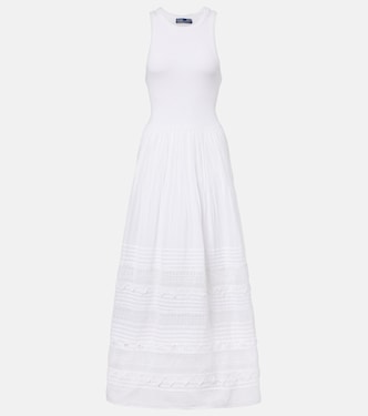 Vestido largo en mezcla de algodón con encaje | Polo Ralph Lauren