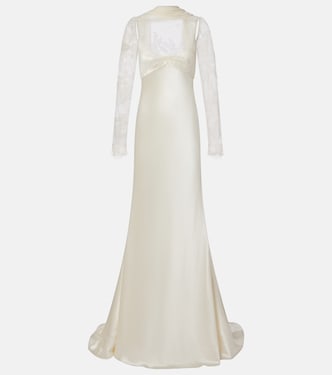 Bridal Esme lace-trimmed silk and wool gown | Danielle Frankel