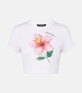 Floral cotton crop top  | Dolce&Gabbana