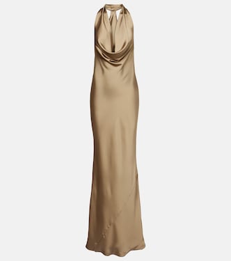 Draped halterneck satin gown | Norma Kamali