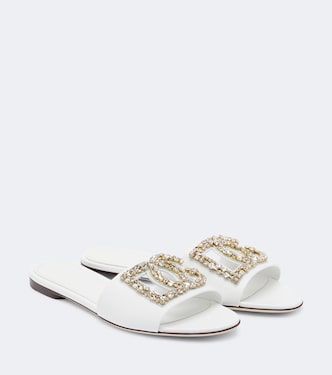 DG embellished leather slides | Dolce&Gabbana