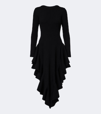 Ruffled wool-blend midi dress | Alaïa