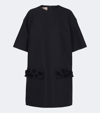 Embellished wool-blend gabardine minidress | Plan C