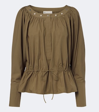 Studded cotton-blend poplin blouse | Tory Burch