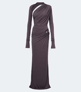 Jade cutout asymmetric jersey gown | De La Vali