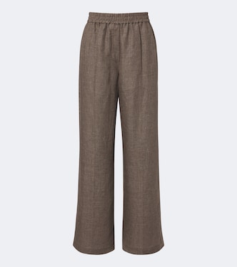 Pantaloni a gamba larga in lino plissé | Brunello Cucinelli