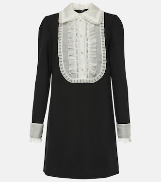 فستان قصير من الكريب مقلم بالأورغانزا | Dolce&Gabbana