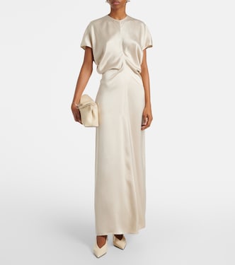 toteme draped satin midi dress Draped Satin-crepe Midi Dress