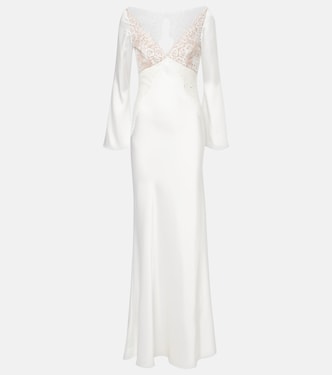 x Christopher Kane lace-trimmed satin gown | Self-Portrait