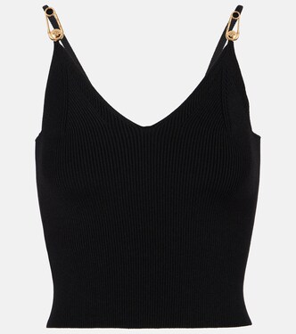 Safety Pin ribbed-knit top | Versace