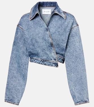 Asymmetric cropped denim jacket | Alaïa
