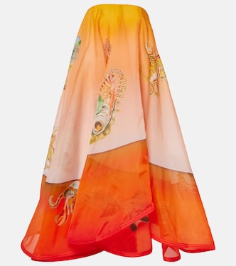 Robe longue Neptuna imprimée en soie | Alémais