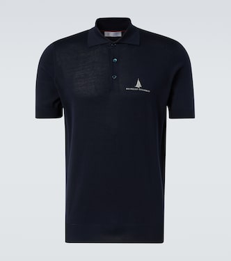 Logo silk and cotton polo shirt | Brunello Cucinelli