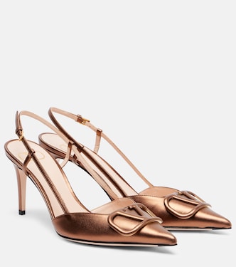 VLogo Signature 80 leather slingback pumps | Valentino Garavani