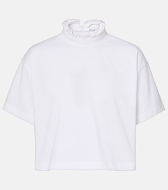 Cropped cotton jersey turtleneck top | Alaïa