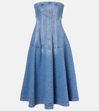 Vestido midi flared de denim | Magda Butrym