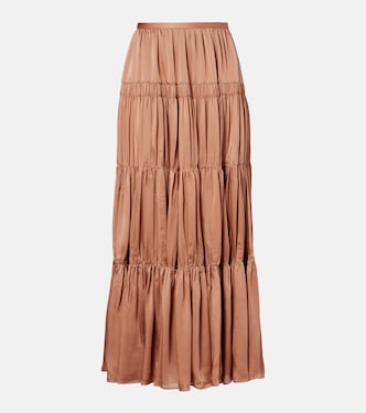 Gaelle tiered silk satin maxi skirt | Ulla Johnson