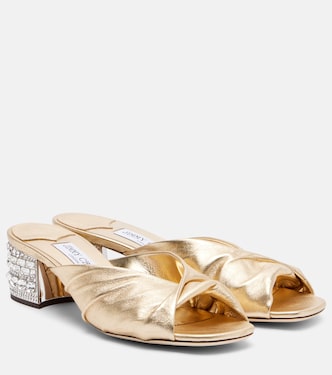 Mala embellished metallic leather mules | Jimmy Choo