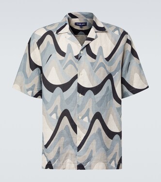 Roberto printed linen bowling shirt | Frescobol Carioca