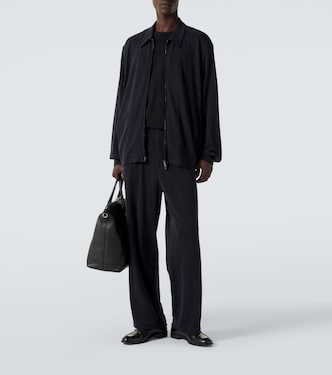 Knitted wide-leg pants in blue - Giorgio Armani | Mytheresa