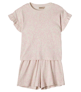 Ally and Sandy cotton jersey T-shirt and shorts set | Wheat