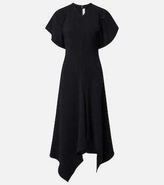 Vestido midi asimétrico de cady drapeado | Victoria Beckham