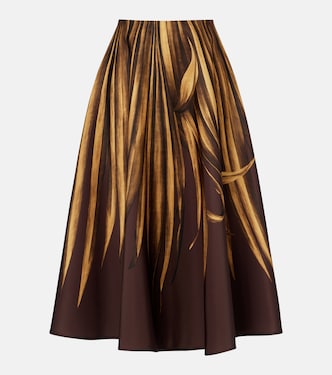 Printed faille midi skirt | Oscar de la Renta