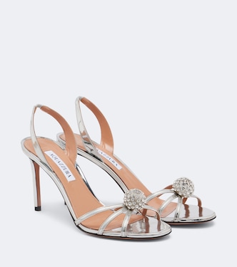 Crystal Bubble leather slingback sandals | Aquazzura
