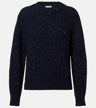 Sequined cashmere and wool-blend sweater | Brunello Cucinelli