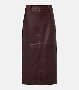 Leather midi skirt | Brunello Cucinelli